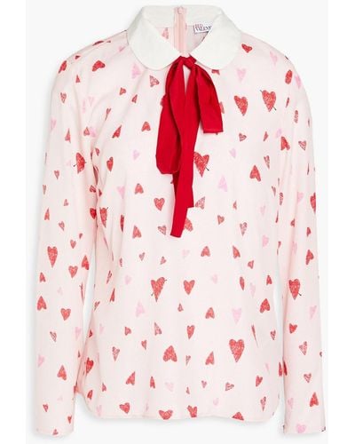 RED Valentino Pussy-bow Printed Crepe De Chine Blouse - Pink
