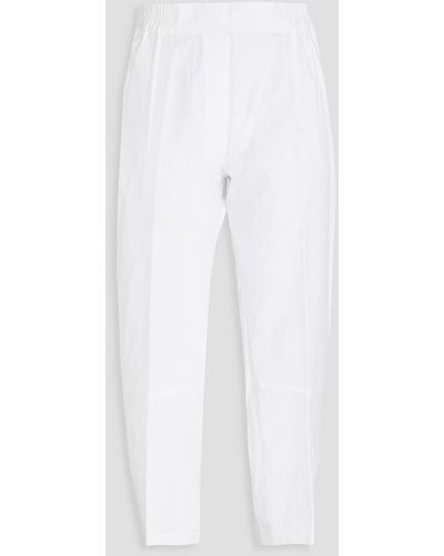 Gentry Portofino Cropped Cotton-poplin Tapered Trousers - White