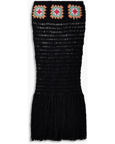 Alanui Take It Easy Fringed Crocheted Cotton-blend Maxi Skirt - Black