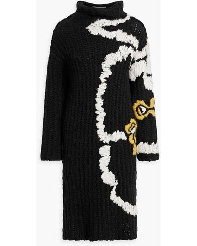 Valentino Garavani Oversized Embroidered Alpaca-blend Turtleneck Sweater - Black