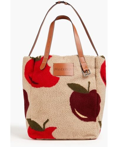 JW Anderson Faux Shearling Tote - Red