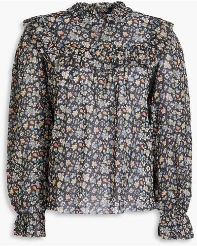 RIXO London Lucinda bluse aus baumwolle mit floralem print und häkelbesatz - Schwarz