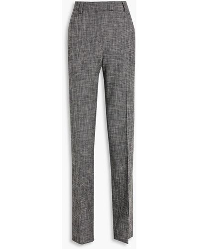 Ferragamo Cotton-blend Tweed Straight-leg Trousers - Grey