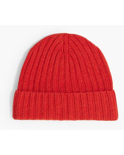 Iris & Ink Leslie Ribbed Cashmere And Wool-blend Beanie - Red