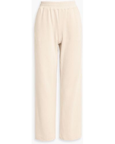 FRAME Embroidered Cotton-jersey Track Trousers - White
