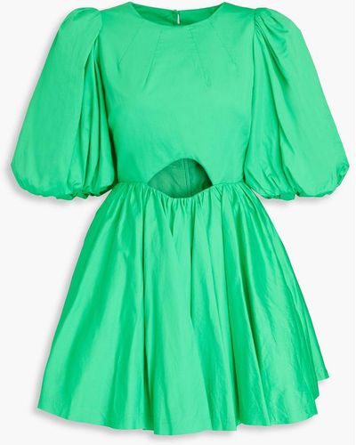 Aje. Colette Cutout Cotton-poplin Mini Dress - Green