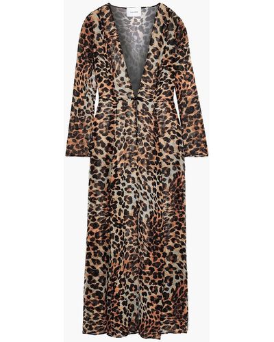 We Are Leone Leopard-print Silk-chiffon Robe - Multicolour