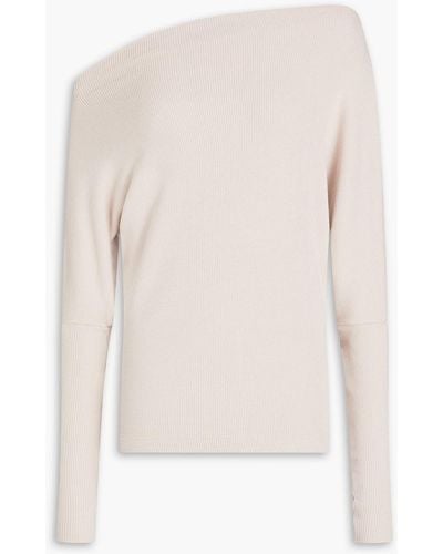 Enza Costa One-shoulder Ribbed-knit Sweater - White