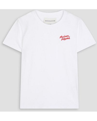 Maison Kitsuné Embroidered Cotton-jersey T-shirt - White