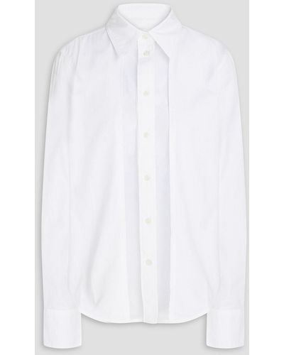 Victoria Beckham Hemd aus baumwollpopeline mit chiffonbesatz - Weiß