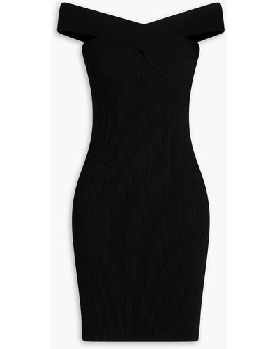 Autumn Cashmere Ribbed Jersey Mini Dress - Black