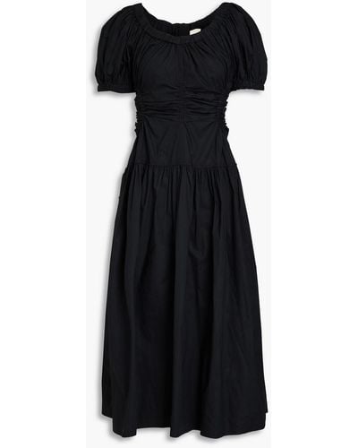 Ulla Johnson Golda Cutout Cotton-poplin Midi Dress - Black