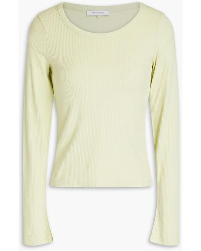 NINETY PERCENT Ribbed Organic Cotton-blend Jersey Top - Multicolour