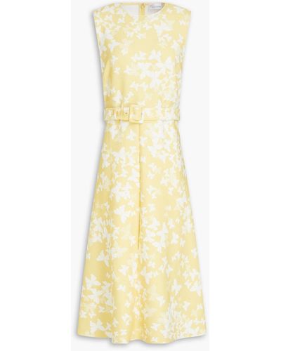 RED Valentino Belted Printed Crepe Midi Dress - Yellow