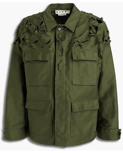 Marni Distressed Cotton Field Jacket - Green
