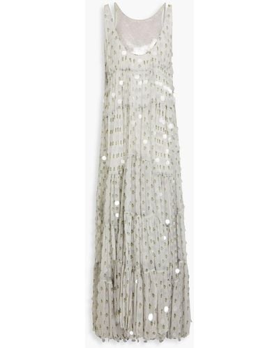 Valentino Garavani Sequin-embellished Floral-print Silk-chiffon Gown - White