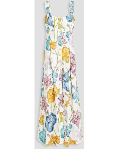 Hayley Menzies Carmen Pleated Printed Cotton Midi Dress - White