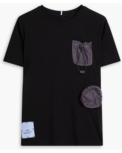 McQ Ripstop-trimmed Appliquéd Cotton-blend Jersey T-shirt - Black