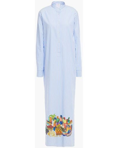 Stella Jean Printed Cotton-poplin Maxi Shirt Dress - Blue