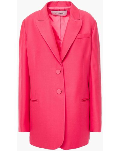 Valentino Garavani Silk And Wool-blend Crepe Blazer - Pink