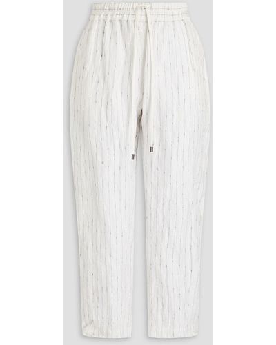 Gentry Portofino Pinstriped Cotton-blend Twill Tapered Trousers - White