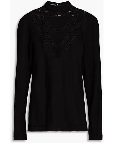 Alberta Ferretti Wool, Silk And Cashmere-blend Turtleneck Jumper - Black