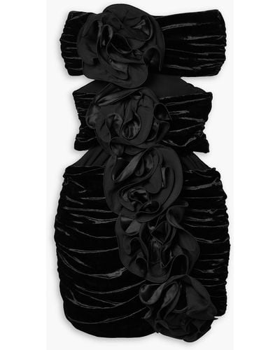 Magda Butrym Strapless Cutout Gathered Stretch-velvet Mini Dress - Black