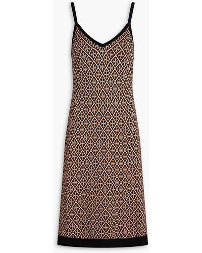 Temperley London Madame Metallic Jacquard-knit Dress - Brown