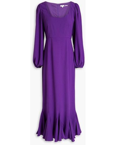 RHODE Blair Fluted Crepe Midi Dress - Purple