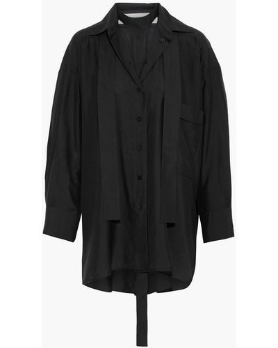 Valentino Garavani Tie-neck Silk Crepe De Chine Shirt - Black