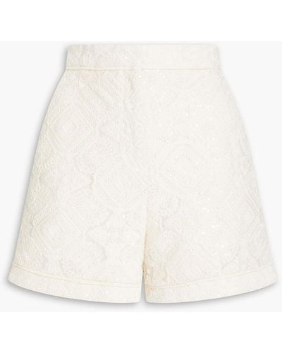 Maje Sequin-embellished Embroidered Tulle Shorts - White