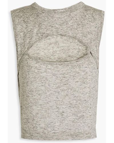 Autumn Cashmere Cutout Mélange Cotton Top - Grey