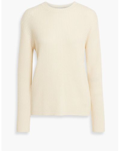 Envelope Wrap-effect Ribbed Cashmere Sweater - Natural