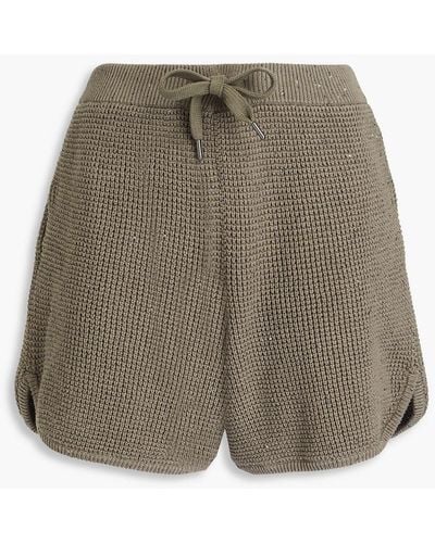 Brunello Cucinelli Sequin-embellished Waffle-knit Cotton-blend Shorts - Brown