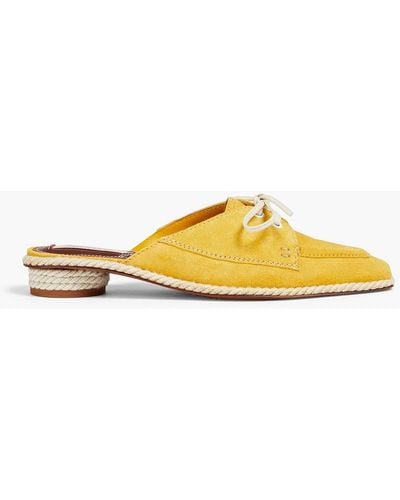 Zimmermann Lace-up Suede Mules - Yellow