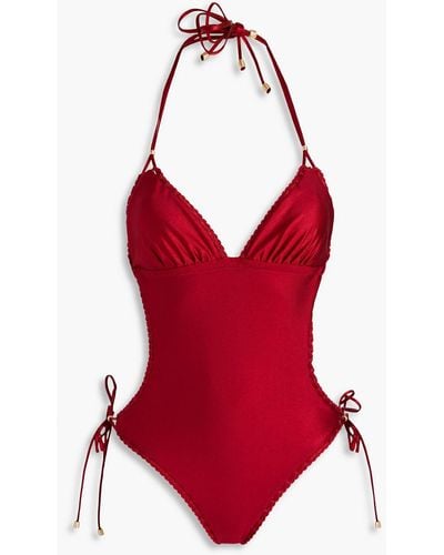 Zimmermann Cutout Halterneck Swimsuit - Red