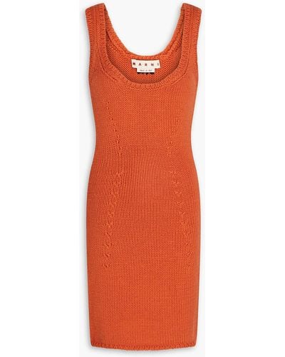 Marni Pointelle-knit Wool Mini Dress - Orange