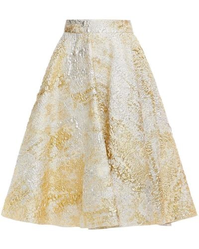 Dolce & Gabbana Flared Brocade Midi Skirt - Natural