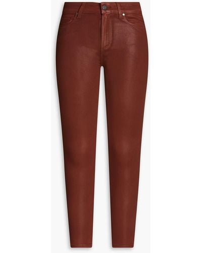 PAIGE Hoxton Waxed Mid-rise Skinny Jeans - Red