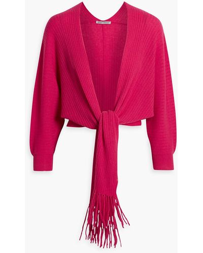 Autumn Cashmere Tie-front Ribbed Cashmere Cardigan - Pink