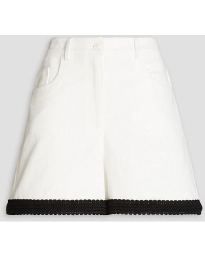 Boutique Moschino Crochet-trimmed Denim Shorts - White
