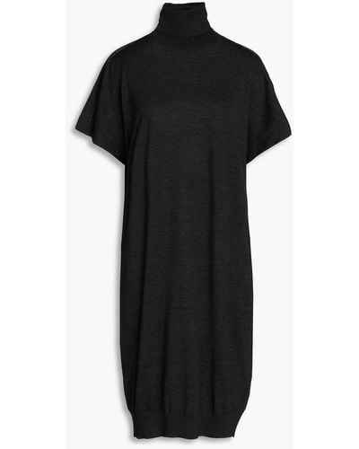 Brunello Cucinelli Bead-embellished Wool And Cashmere-blend Dress - Black