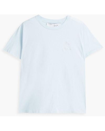 IRO Raymon Embroidered Printed Cotton-jersey T-shirt - Blue
