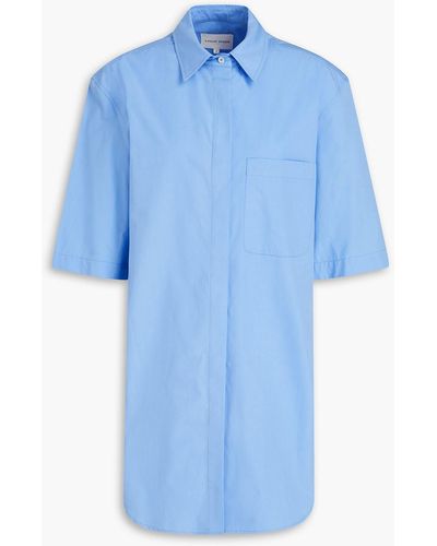 Loulou Studio Evora Cotton Mini Shirt Dress - Blue