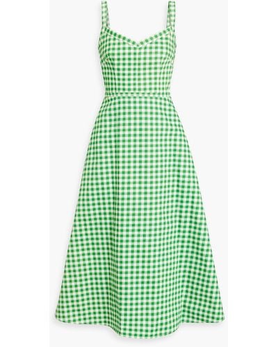 Emilia Wickstead Elvita Gingham Cotton-twill Midi Dress - Green