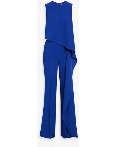 Elie Saab Layered Draped Crepe Wide-leg Jumpsuit - Blue
