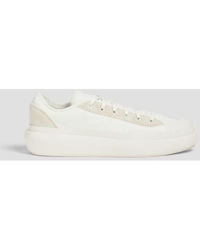 Y-3 Ajatu Court Low Suede-trimmed Shell Trainers - White