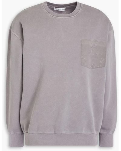 JW Anderson Embroidered Cotton-fleece Sweatshirt - Grey