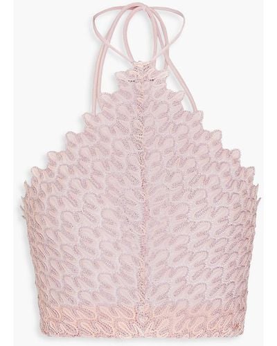 Missoni Cropped Crochet-knit Halterneck Top - Pink