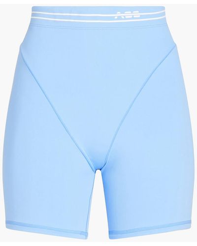 Adam Selman Sport Striped Stretch Shorts - Blue